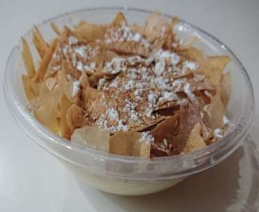 Cream Bougatsa with crushed filo pastry