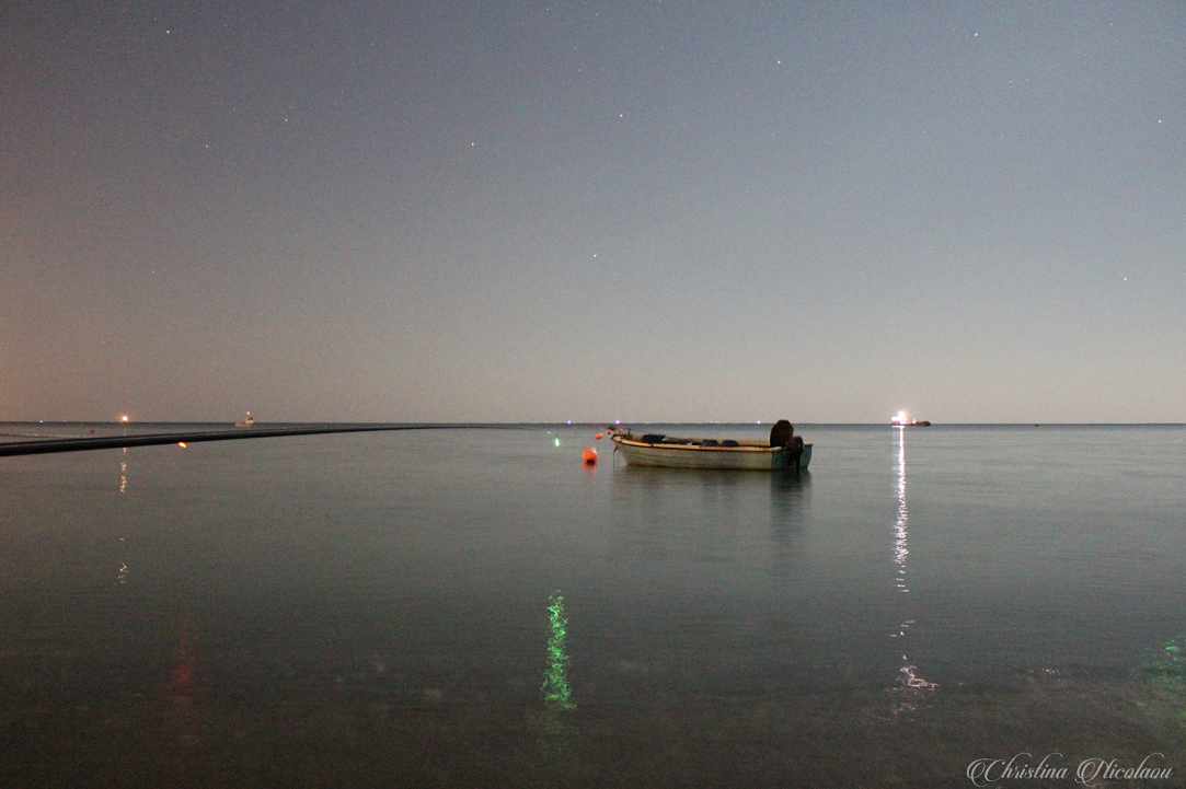 Fishing at night with the stars