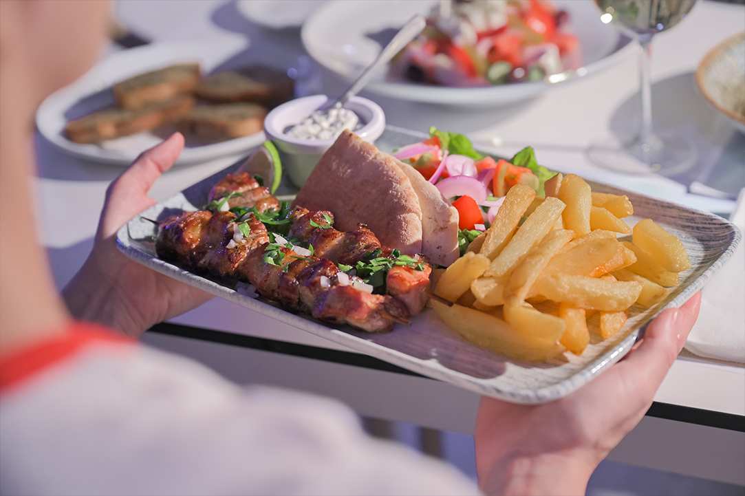 We enjoyed great food in a place reminiscent of a Greek island
