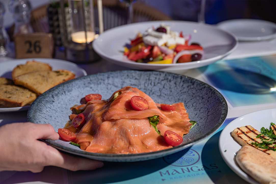 We enjoyed great food in a place reminiscent of a Greek island