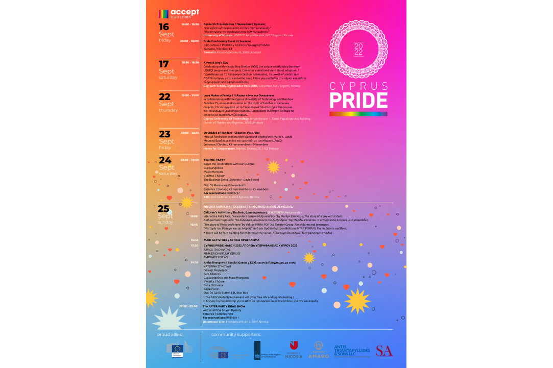 Η Πορεία Υπερηφάνειας Κύπρου (Cyprus Pride) επιστρέφει φέτος με σύνθημα «Γάμος για ούλλους»