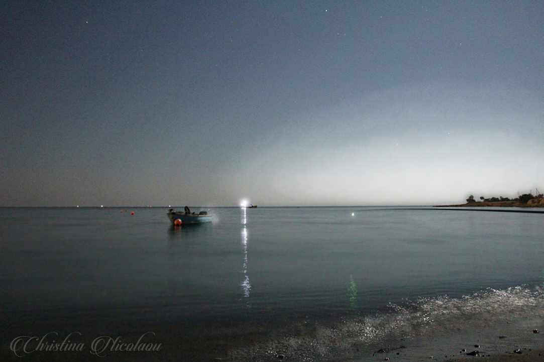 Fishing at night with the stars