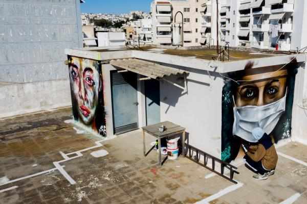 Γκράφιτι με θέμα το Κορωνοϊό