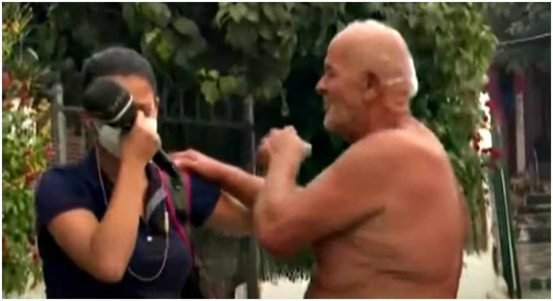 Δημοσιογράφος ξεσπά σε κλάματα με ηλικιωμένο που κινδυνεύει στην Εύβοια
